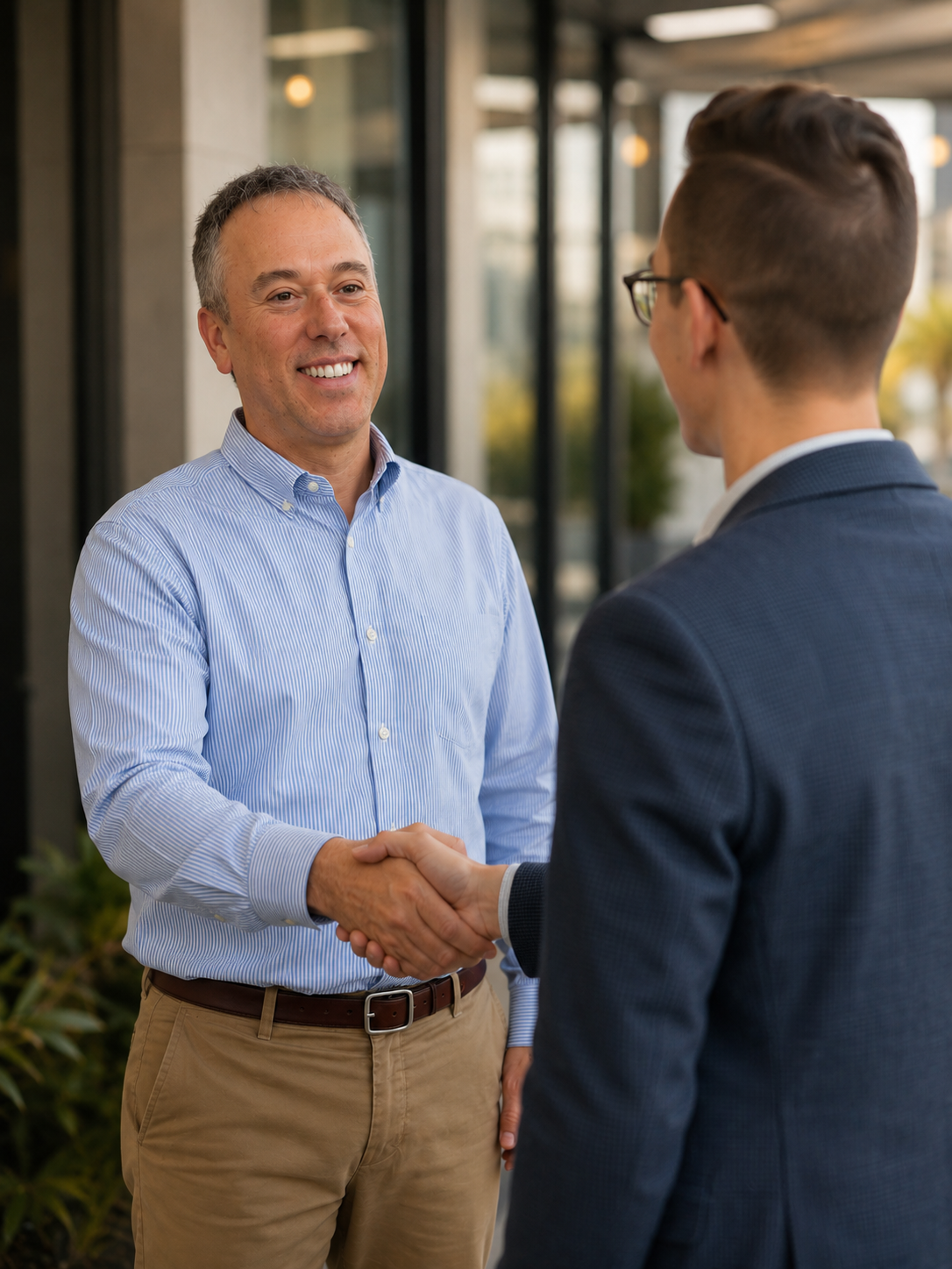 Zach Tyler, Principal Advisor at ConKinetiq, greeting a client